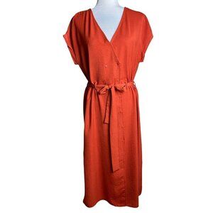 Le Lis Dress Rust-Orange Double-breasted Tie Cap Sleeves Women's Size Small